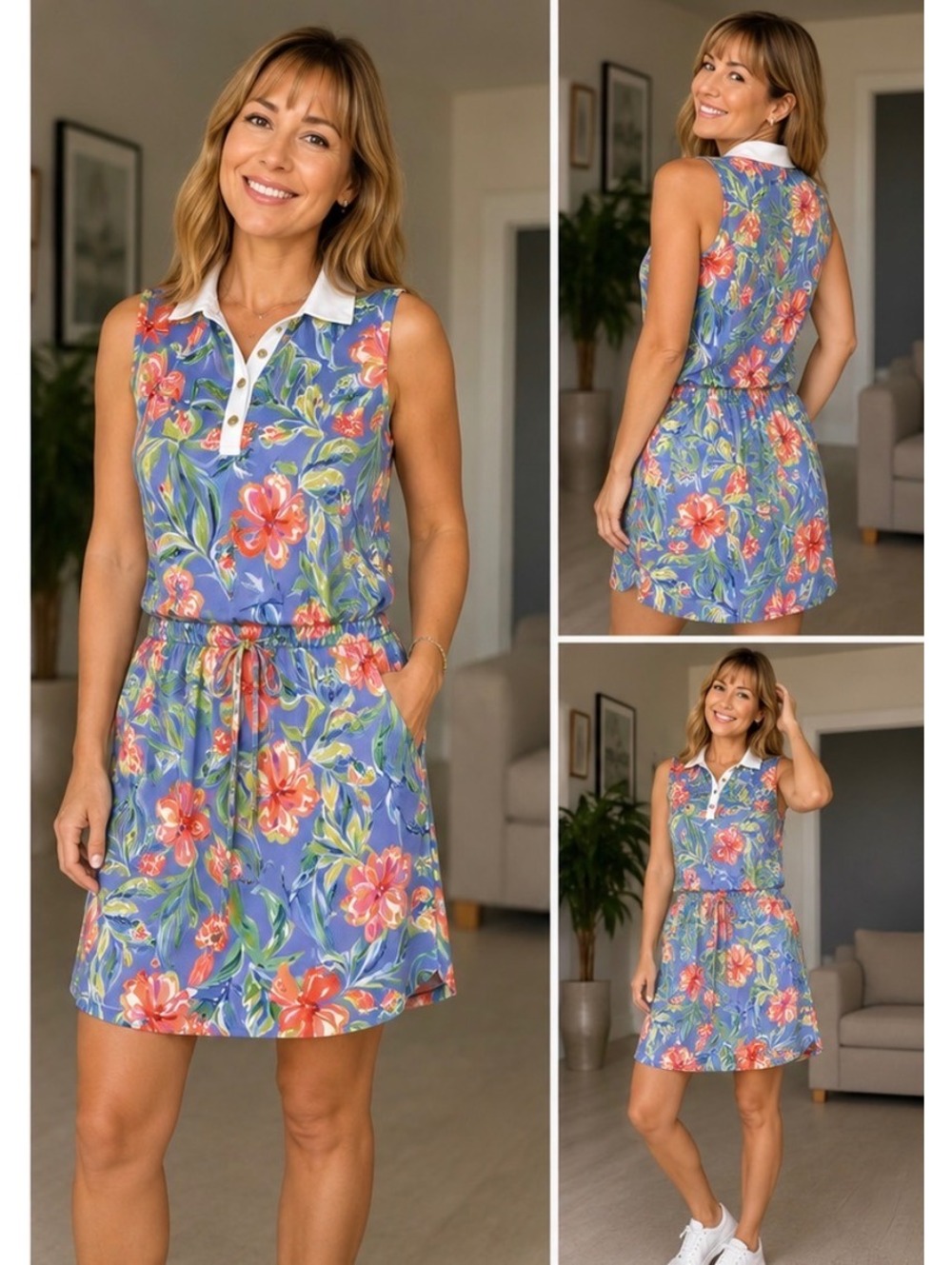 Stella Parker Sport Women’s Floral Polo Dress XS UPF 50 NWT MSRP $99